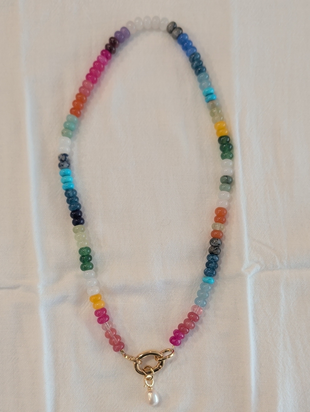 Colorful Dyed Jade Necklace - 20 In